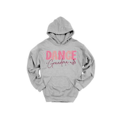 Dance Grandma Front & Back design on a Sport Gray adult hoodie, front view.