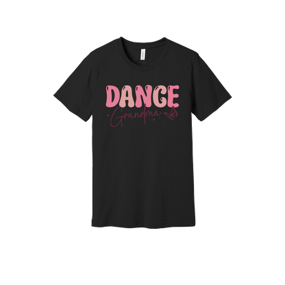 Dance Grandma Front & Back design on a Black adult T-shirt, front view.