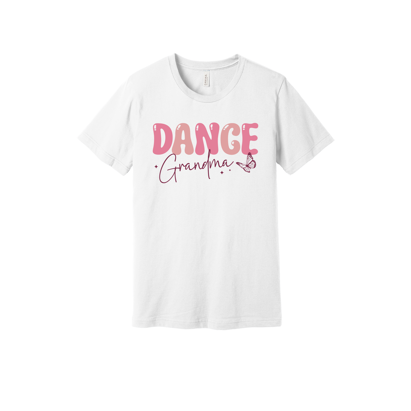 Dance Grandma Front & Back design on a White adult T-shirt, front view.