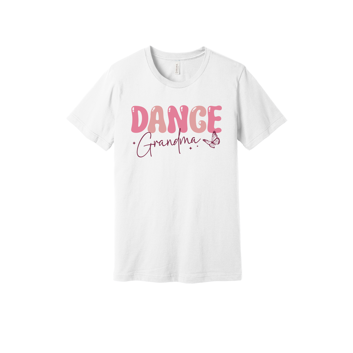 Dance Grandma Front & Back design on a White adult T-shirt, front view.
