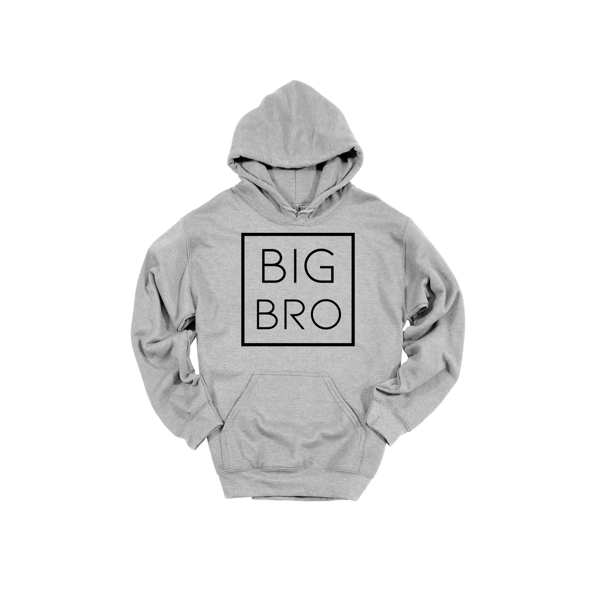 Big Bro design on a Sport Gray adult hoodie, front view.