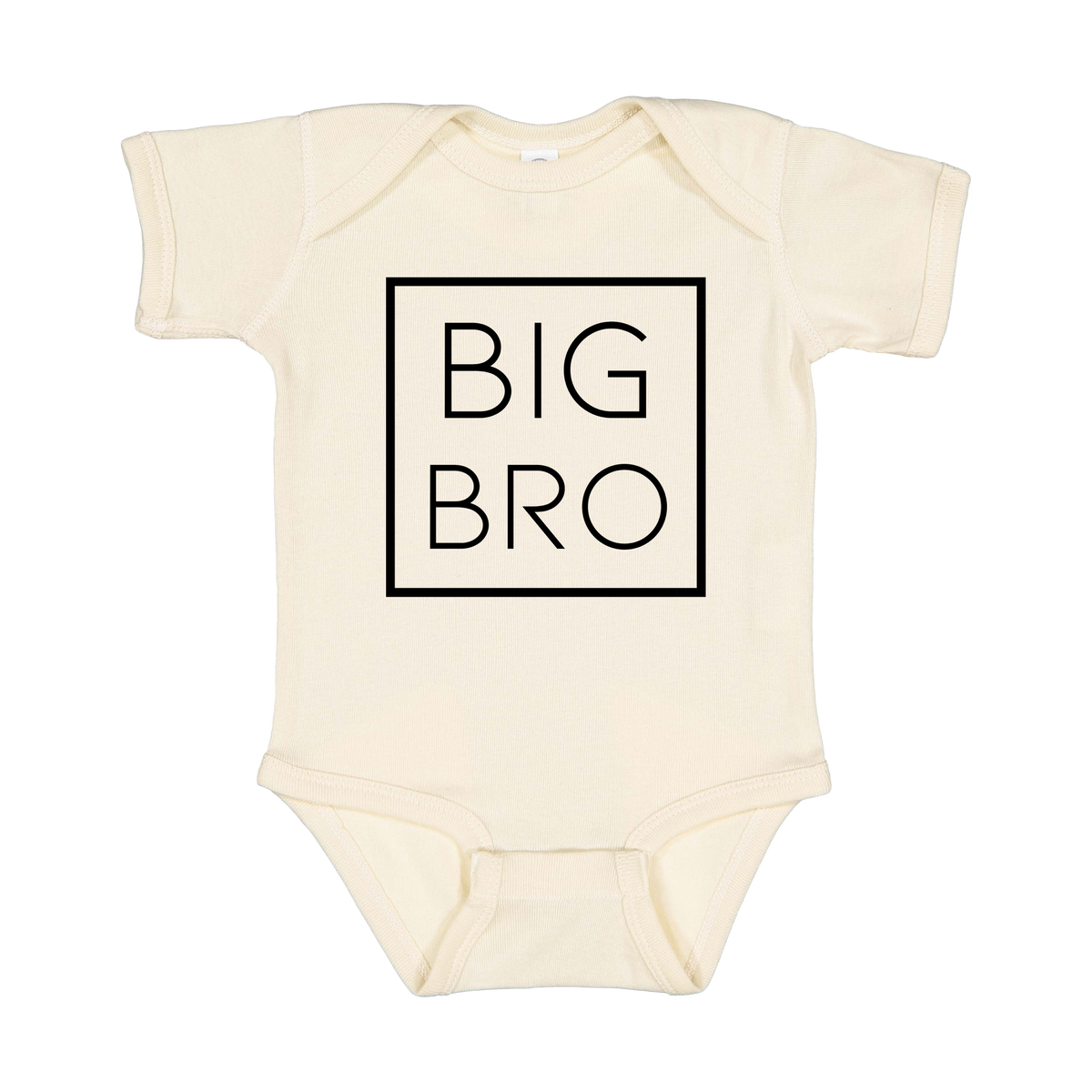 Big Bro design on a Natural infant onesie, front view.
