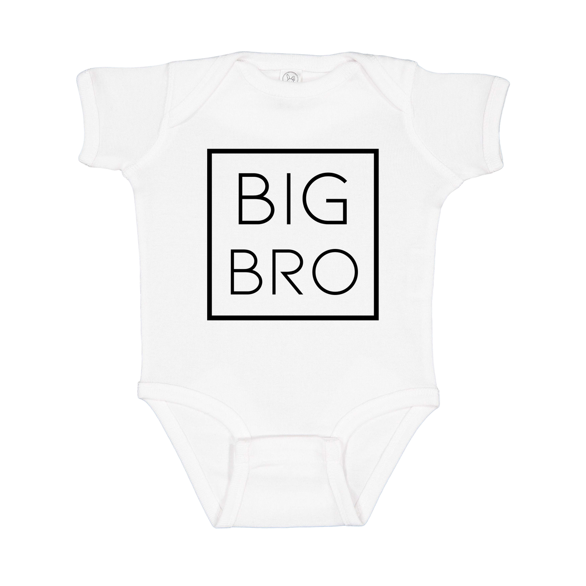 Big Bro design on a White infant onesie, front view.