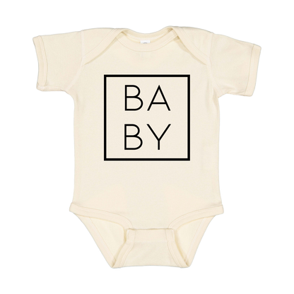 Baby Family design on a Natural infant onesie, front view.