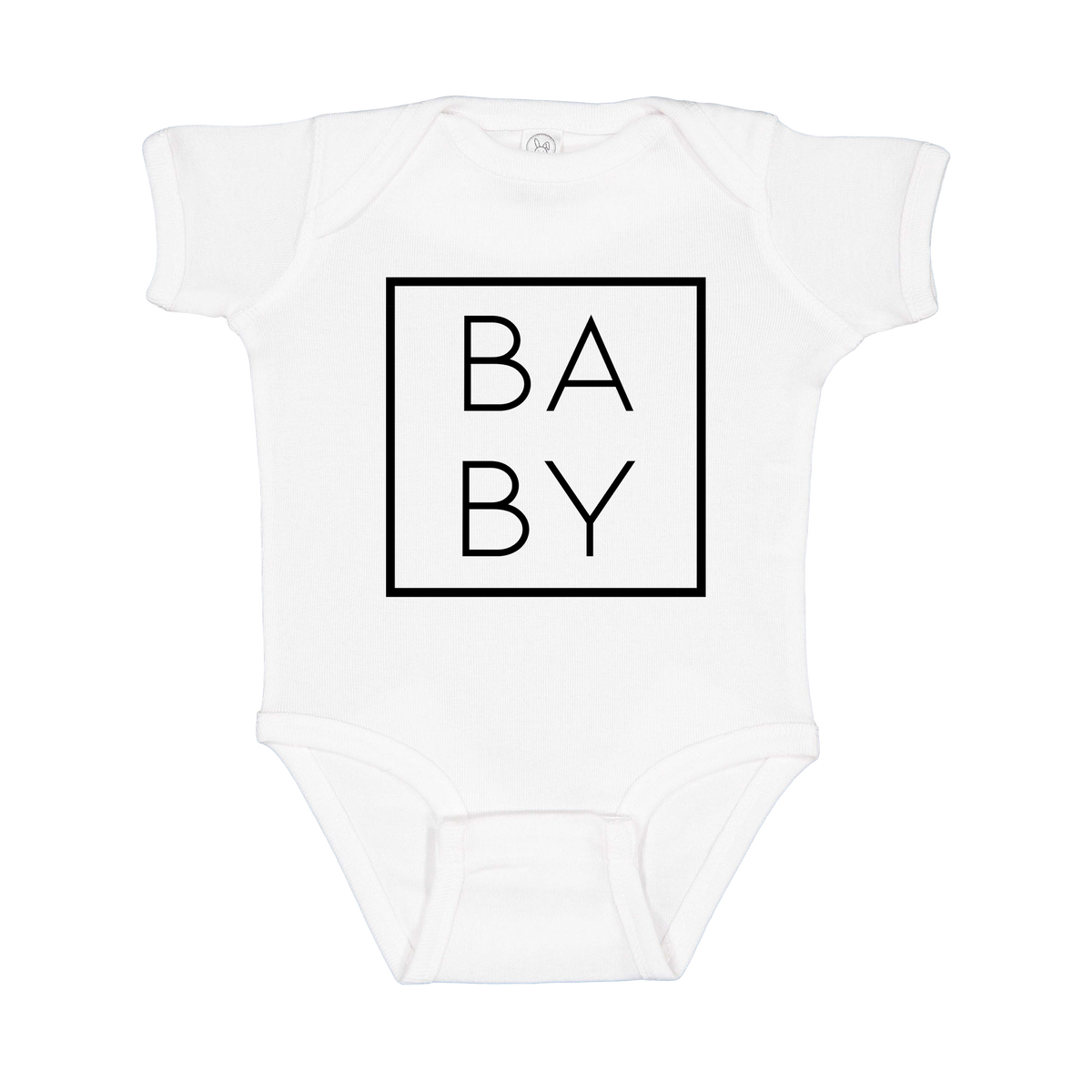 Baby Family design on a White infant onesie, front view.