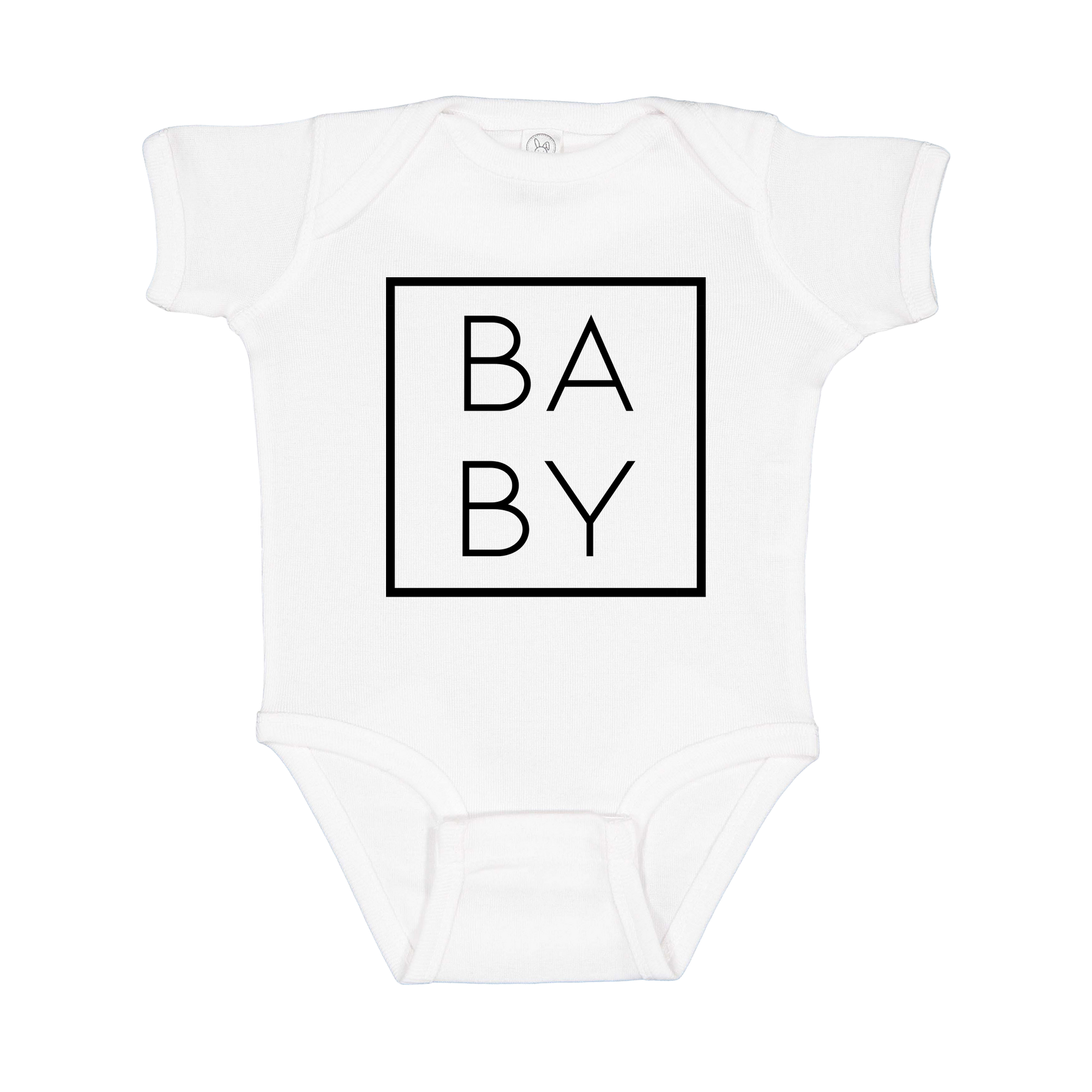 Baby Family design on a White infant onesie, front view.