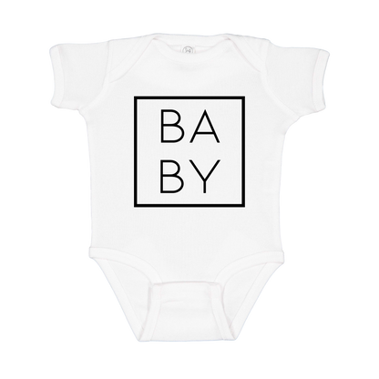 Baby Family design on a White infant onesie, front view.