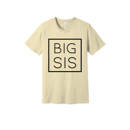Big Sis design on a Natural adult T-shirt, front view.