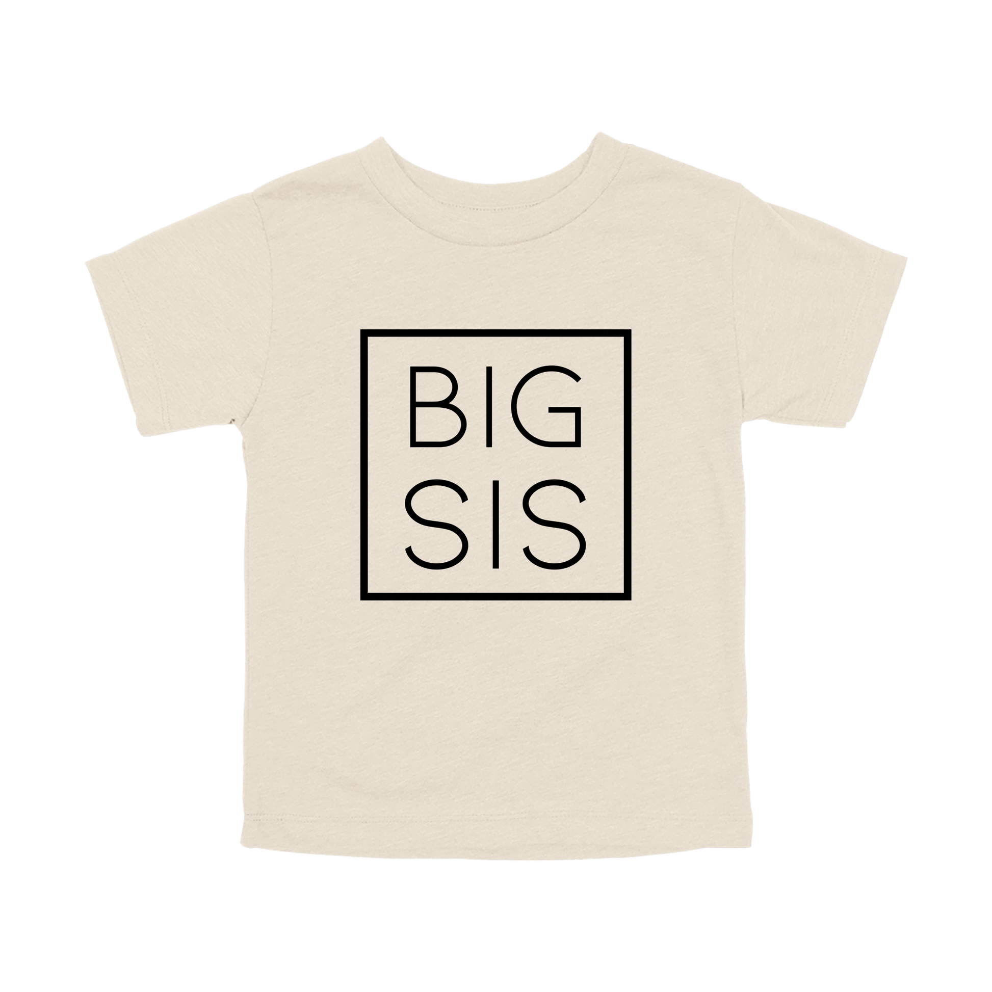Big Sis design on a Natural toddler T-shirt, front view.