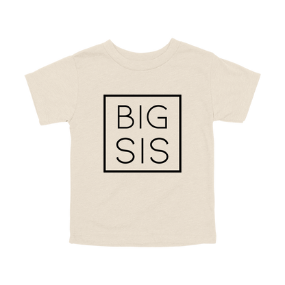 Big Sis design on a Natural toddler T-shirt, front view.