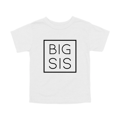 Big Sis design on a White toddler T-shirt, front view.