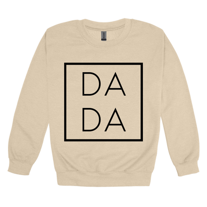 Dada design on a Sand adult crewneck sweatshirt, front view.