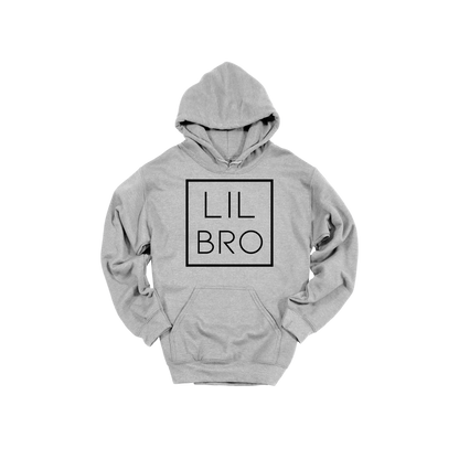 Lil Bro design on a Sport Gray adult hoodie, front view.