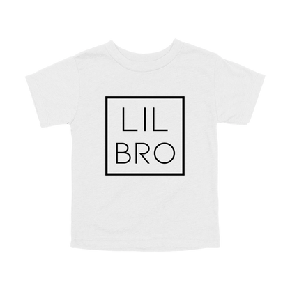 Lil Bro design on a White toddler T-shirt, front view.