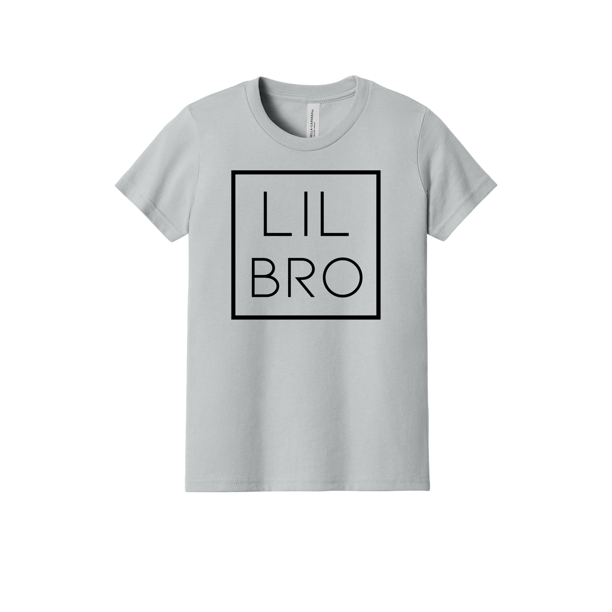Lil Bro design on a Heather Athletic Gray youth T-shirt, front view.