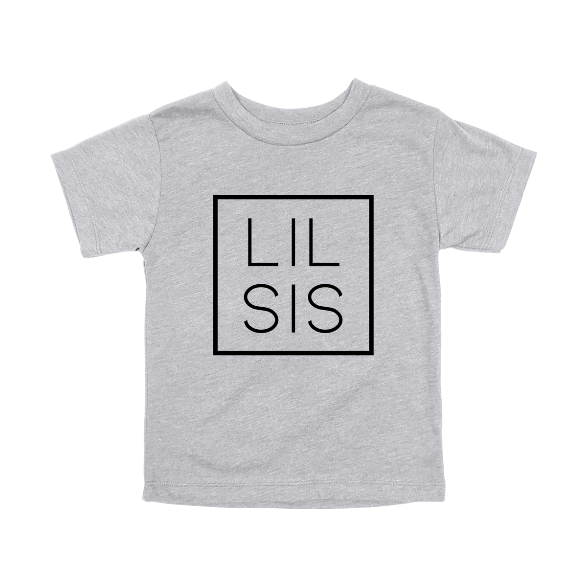 Lil Sis design on a Heather Athletic Gray toddler T-shirt, front view.