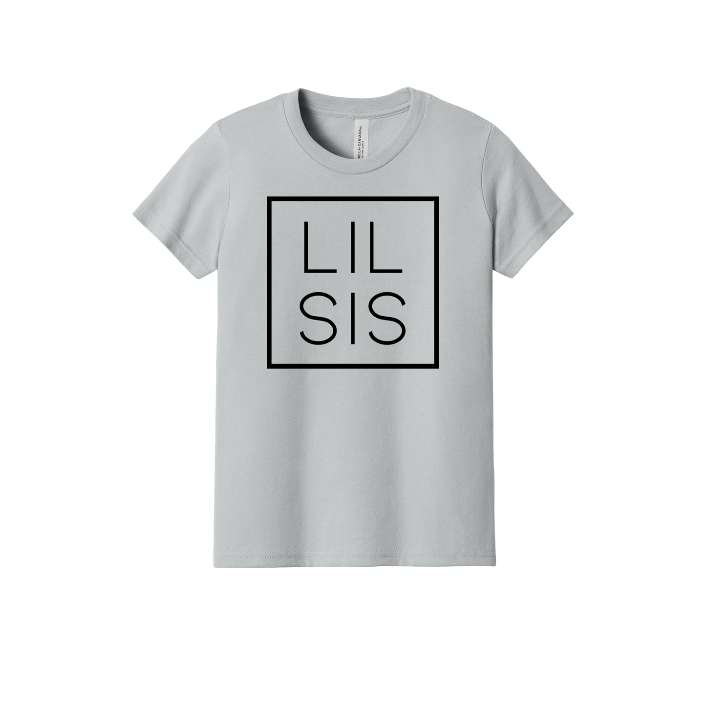 Lil Sis design on a Heather Athletic Gray youth T-shirt, front view.