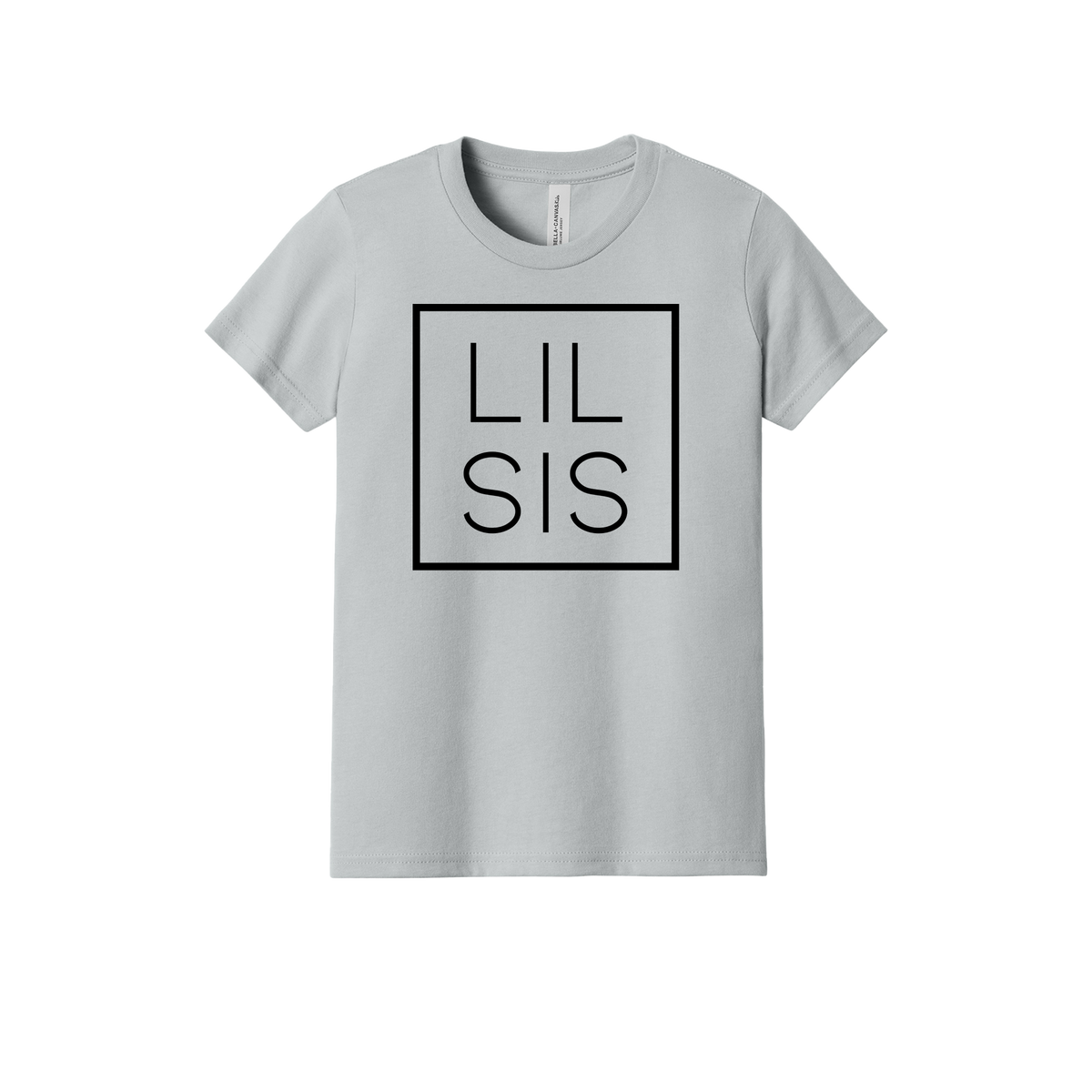 Lil Sis design on a Heather Athletic Gray youth T-shirt, front view.