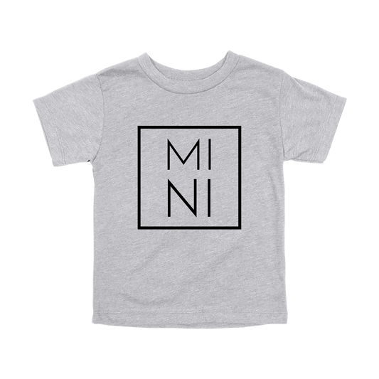 Mini design on a Heather Athletic Gray toddler T-shirt, front view.