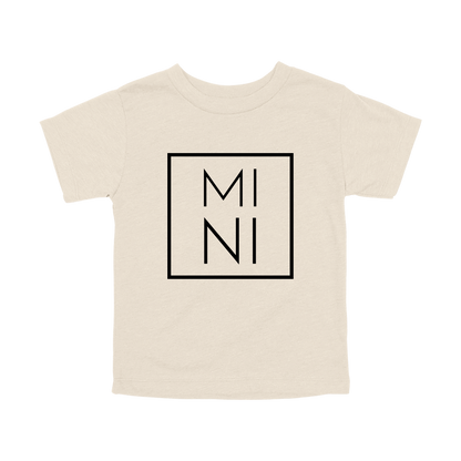 Mini design on a Natural toddler T-shirt, front view.