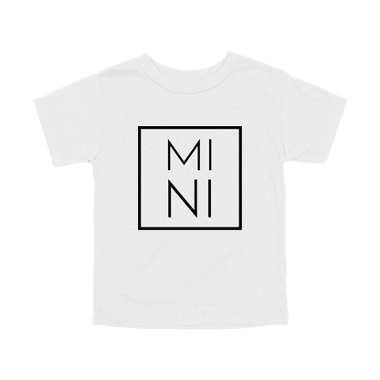 Mini design on a White toddler T-shirt, front view.
