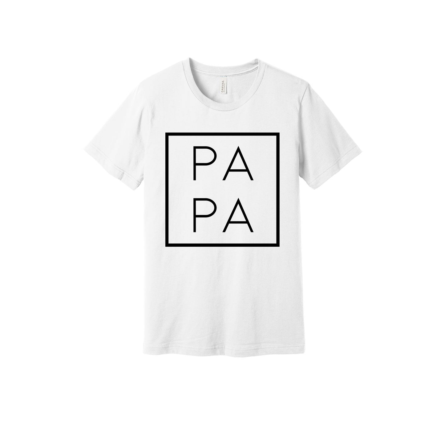 Papa design on a White adult T-shirt, front view.