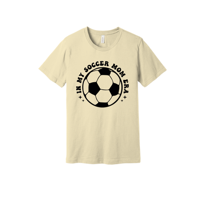 In My Soccer Mom Era Front & Back design on a Natural adult T-shirt, front view.