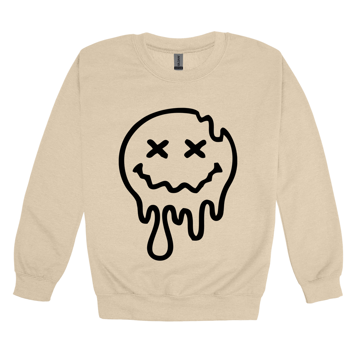 On My Last Nerve Front & Back design on a Sand adult crewneck sweatshirt, front view.