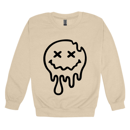 On My Last Nerve Front & Back design on a Sand adult crewneck sweatshirt, front view.