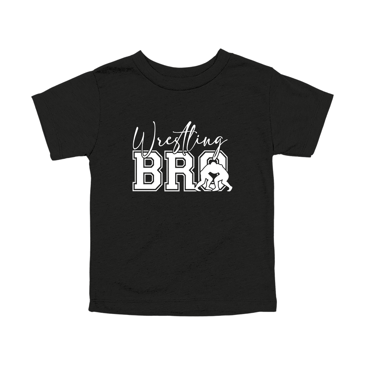 Wrestling Bro Front & Back design on a Black toddler T-shirt, front view.