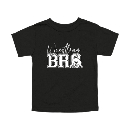 Wrestling Bro Front & Back design on a Black toddler T-shirt, front view.