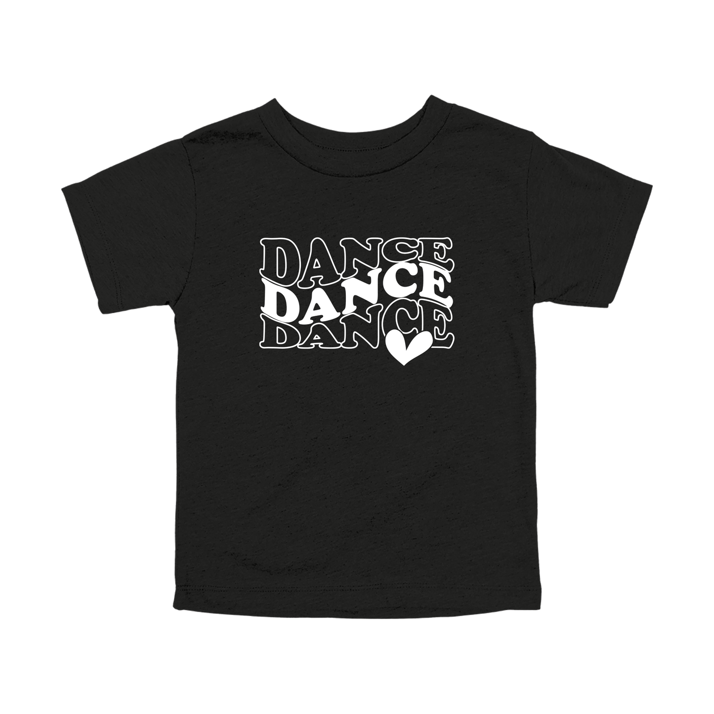 Dance design on a Black toddler T-shirt, front view.