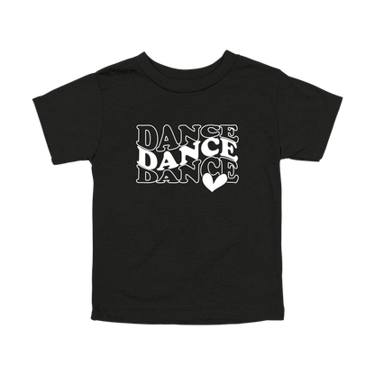 Dance design on a Black toddler T-shirt, front view.