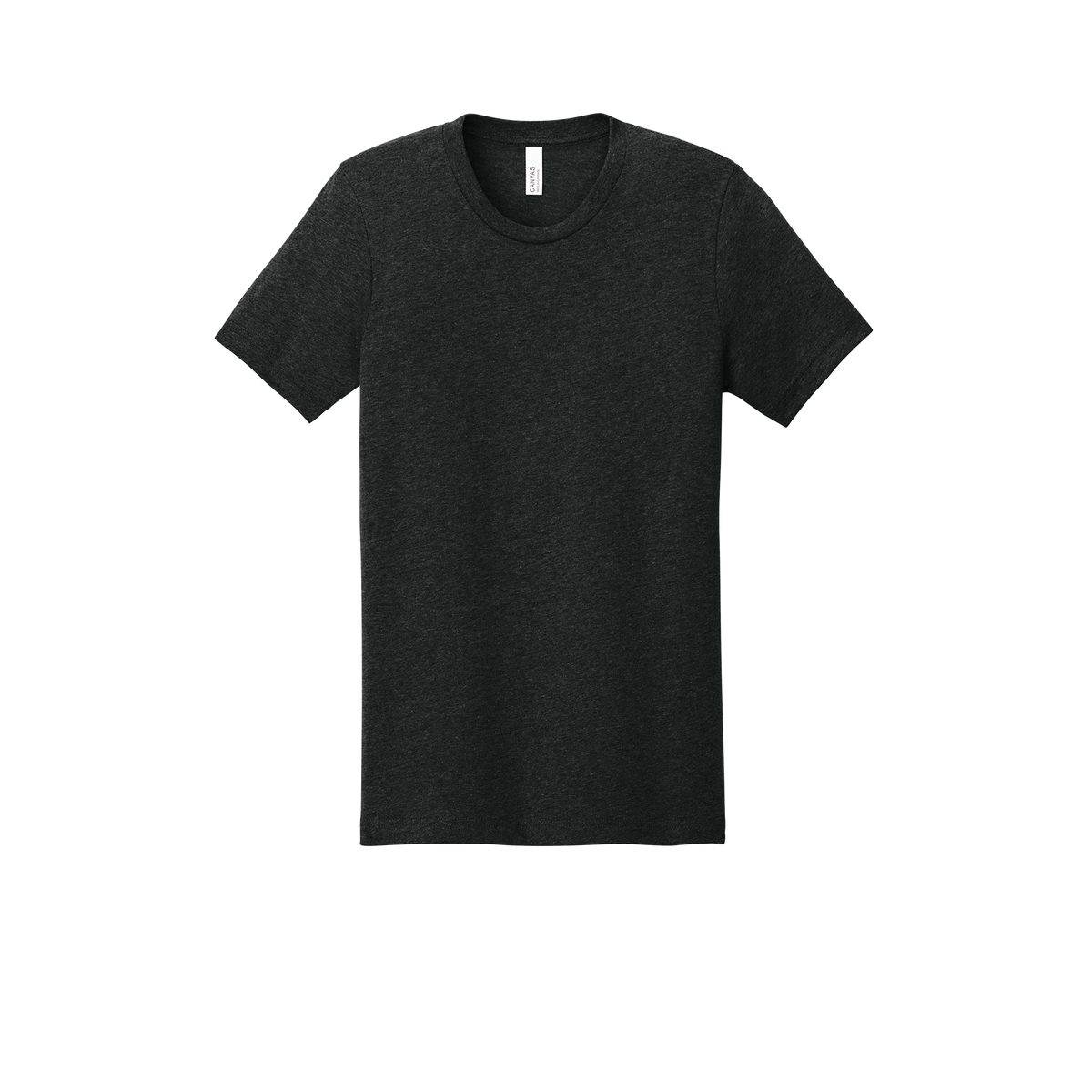 Custom youth Bella + Canvas heathered T-shirt in Heather Black, front view