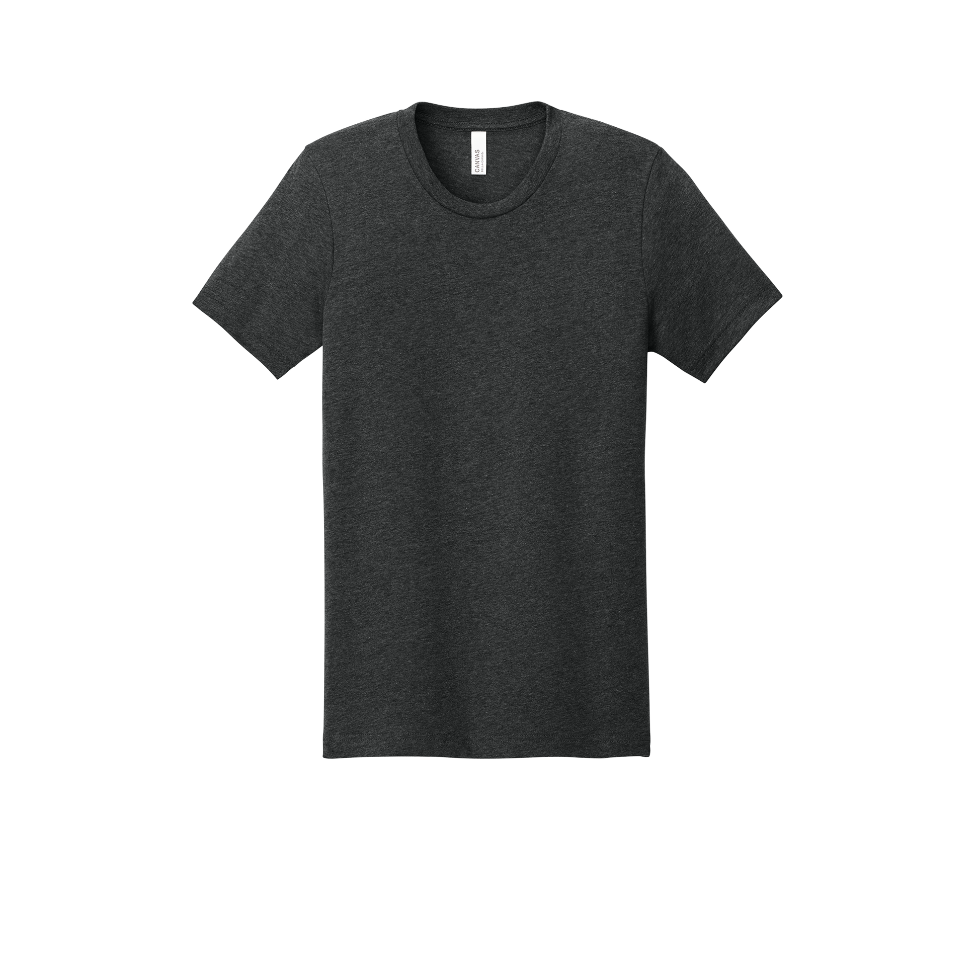 Custom youth Bella + Canvas heathered T-shirt in Heather Dark Grey, front view
