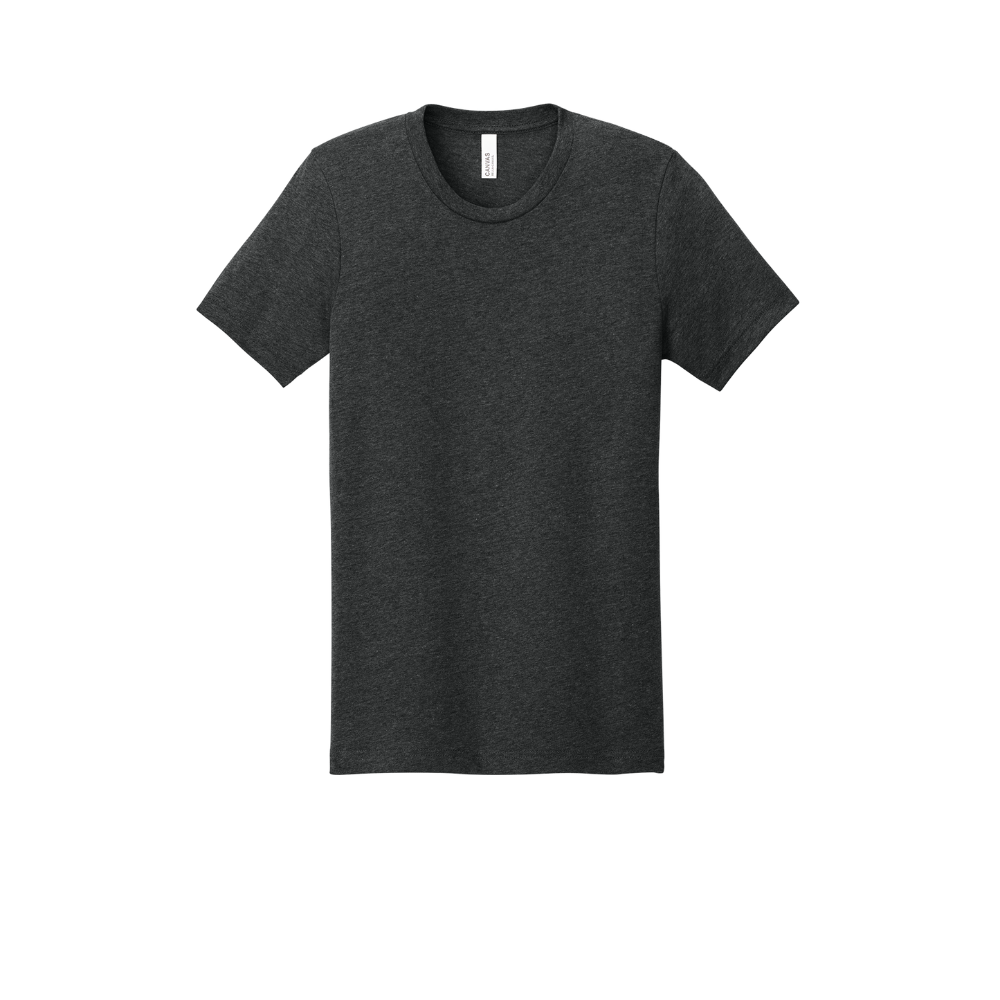 Custom adult Bella + Canvas heathered T-shirt in Heather Dark Grey, front view