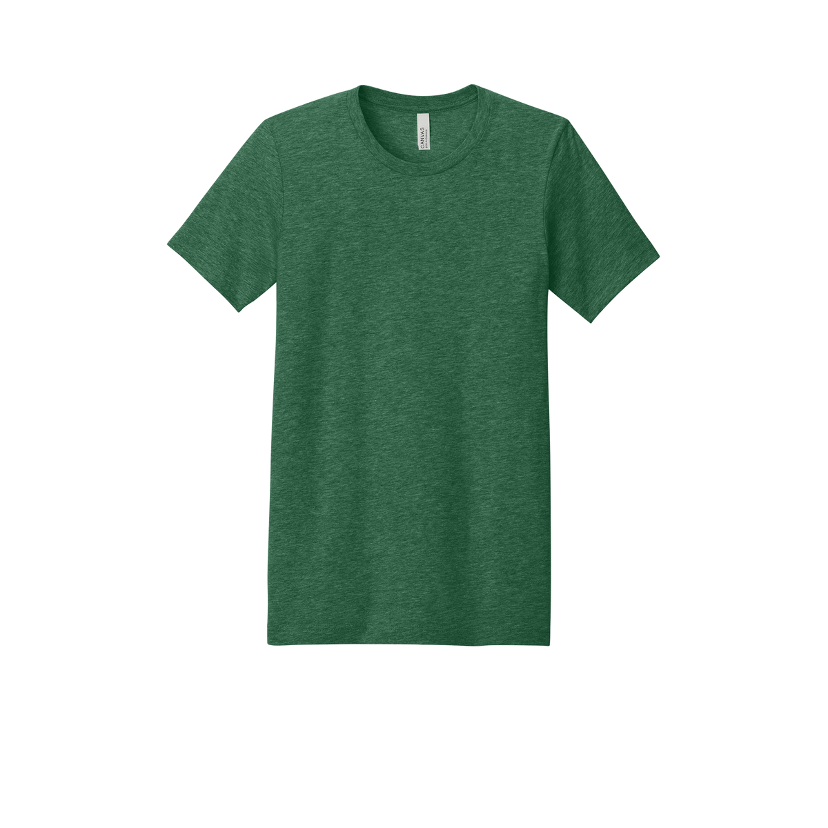 Custom youth Bella + Canvas heathered T-shirt in Heather Grass Green, front view