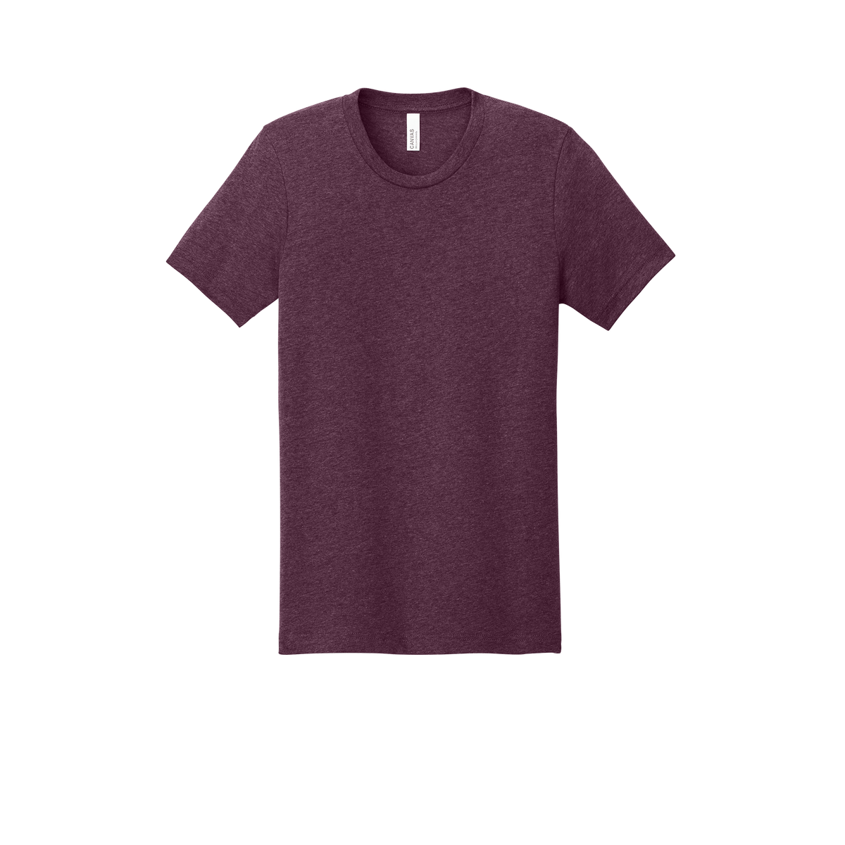 Custom youth Bella + Canvas heathered T-shirt in Heather Maroon, front view