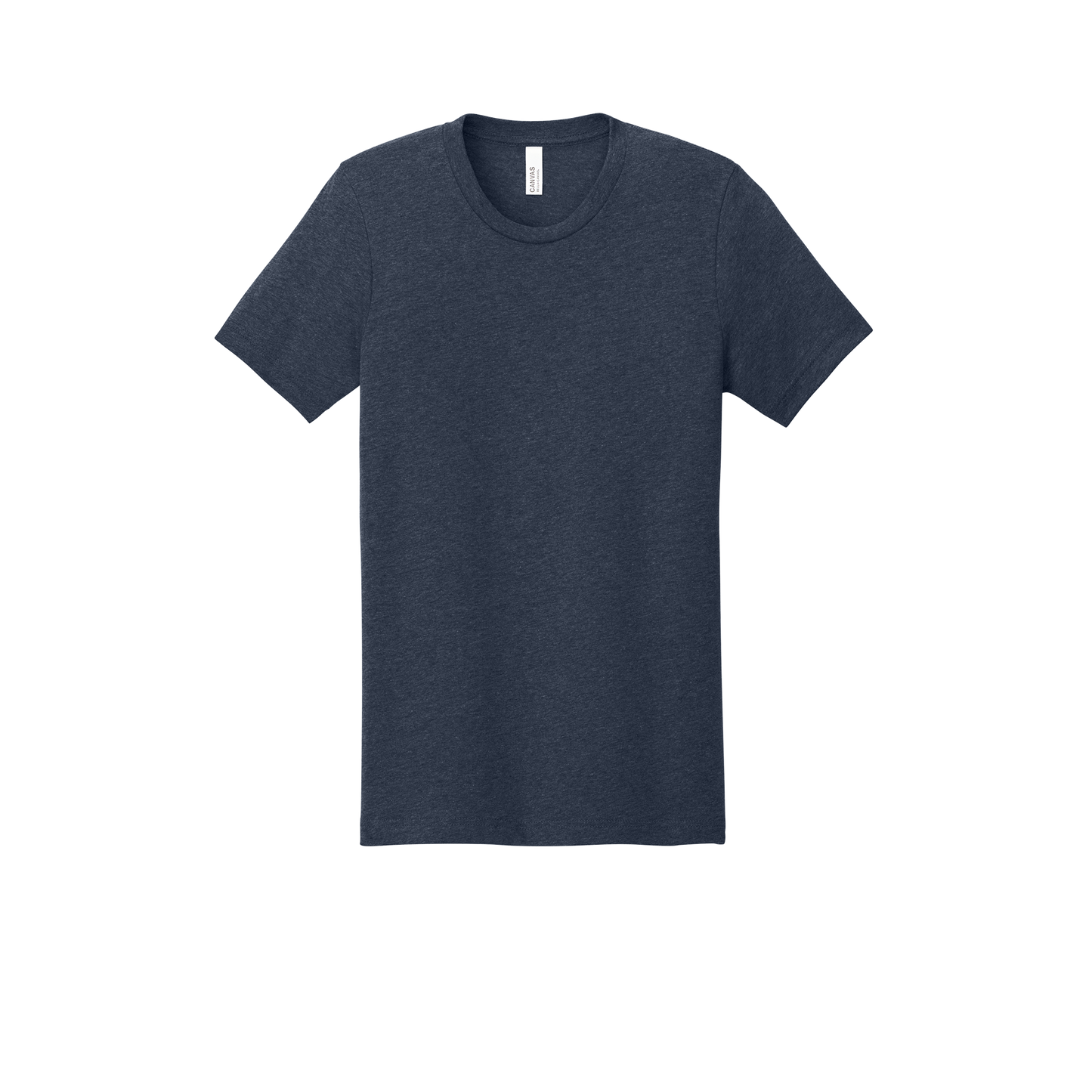 Custom youth Bella + Canvas heathered T-shirt in Heather Navy, front view