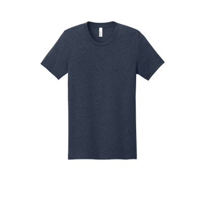 Custom youth Bella + Canvas heathered T-shirt in Heather Navy, front view