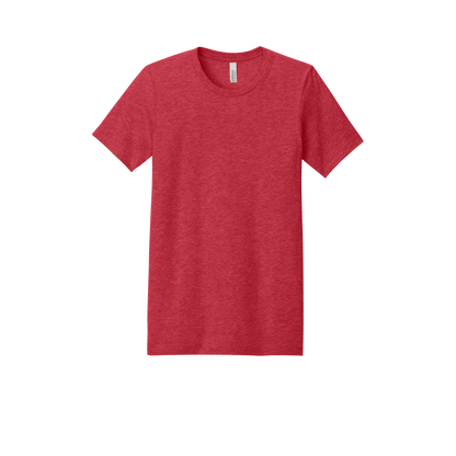 Custom youth Bella + Canvas heathered T-shirt in Heather Red, front view