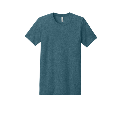Custom youth Bella + Canvas heathered T-shirt in Heather Slate, front view