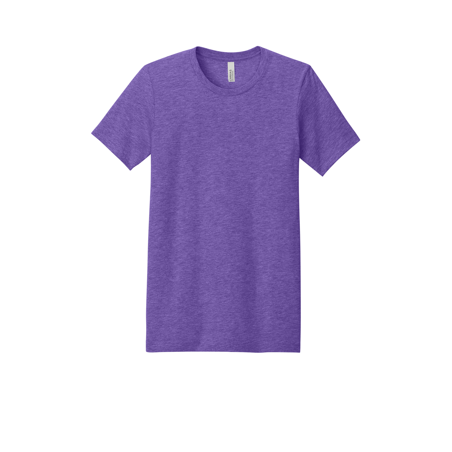 Custom youth Bella + Canvas heathered T-shirt in Heather Team Purple, front view