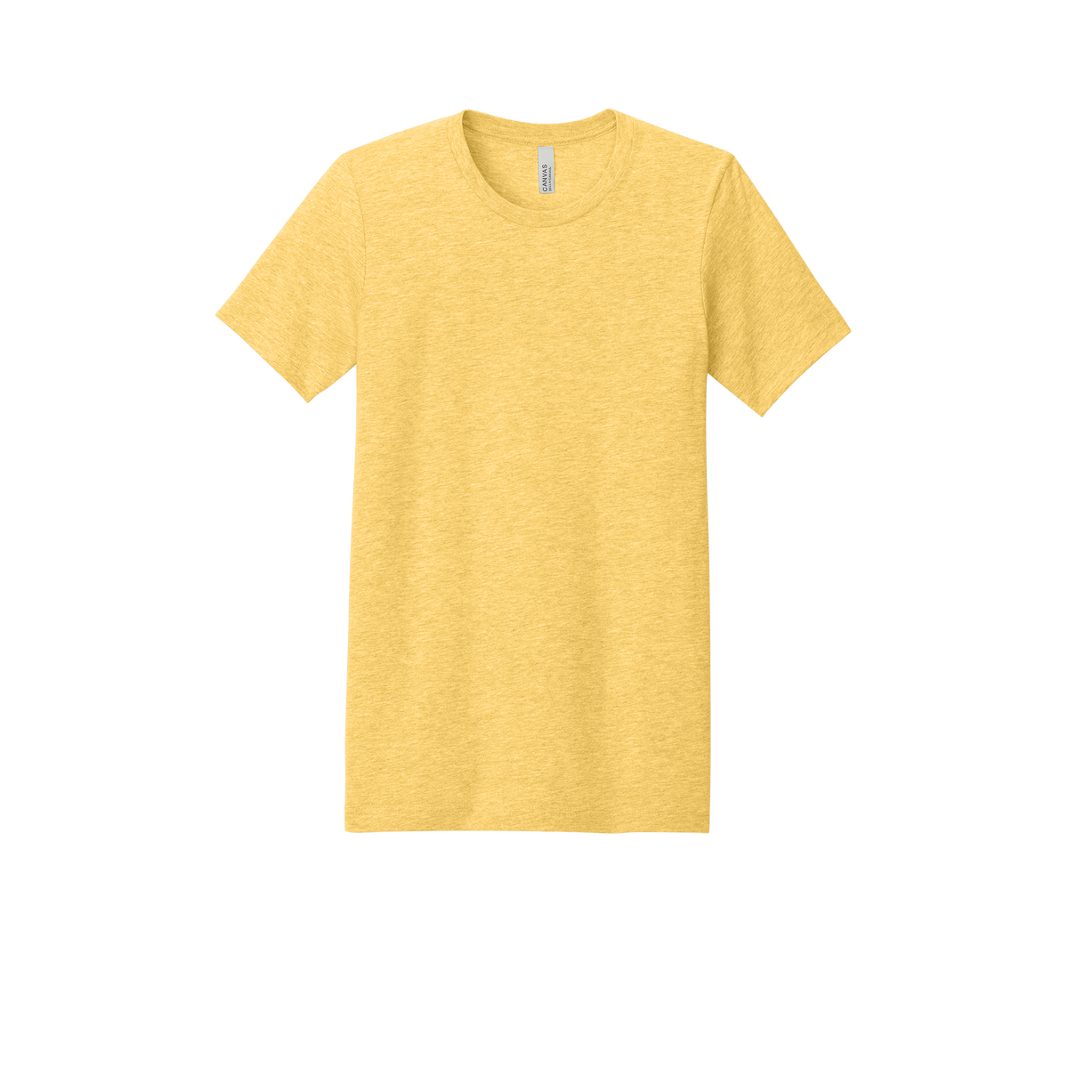 Custom youth Bella + Canvas heathered T-shirt in Heather Yellow Gold, front view