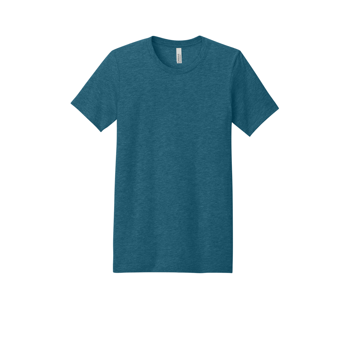 Custom adult Bella + Canvas heathered T-shirt in Heather Deep Teal, front view
