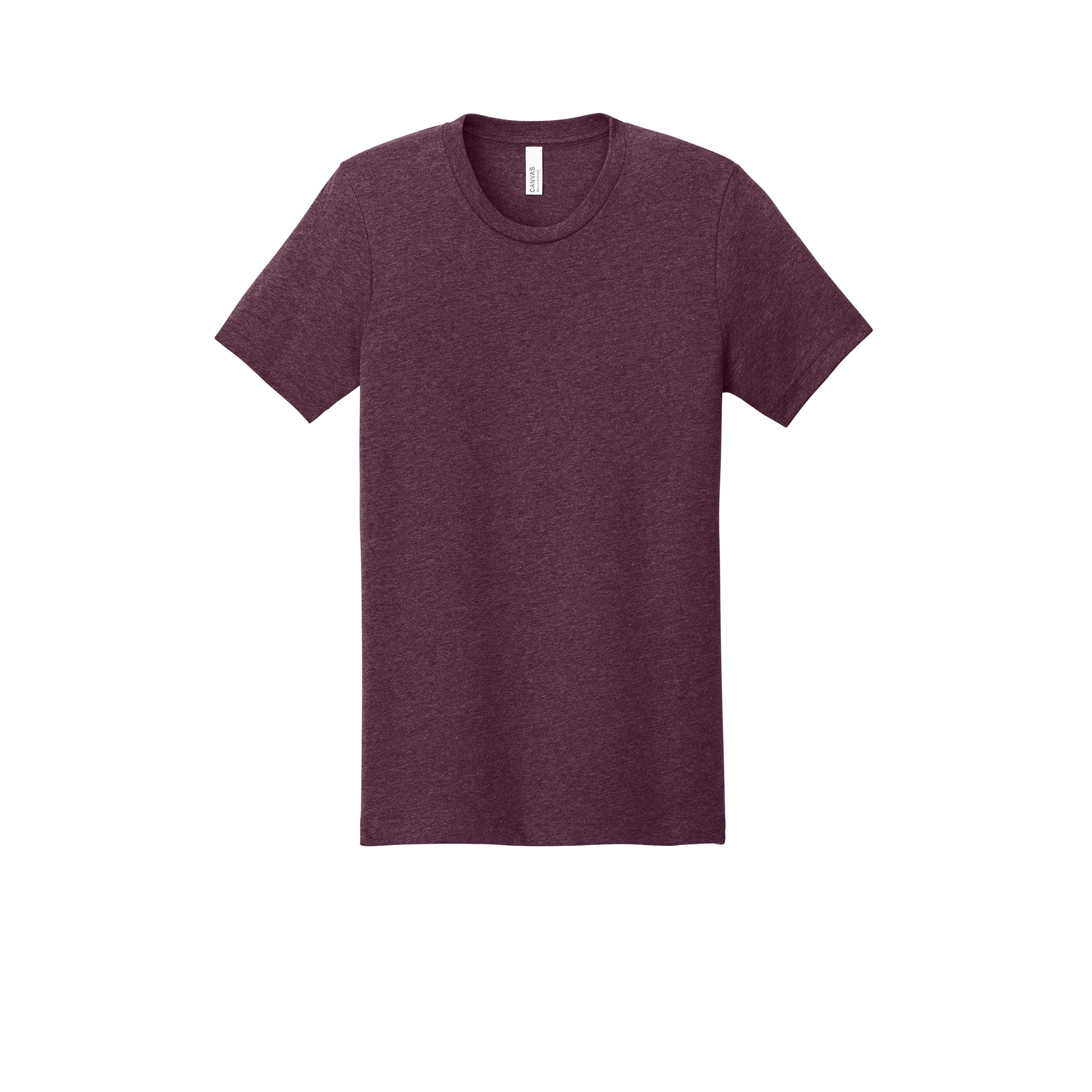 Custom adult Bella + Canvas heathered T-shirt in Heather Maroon, front view