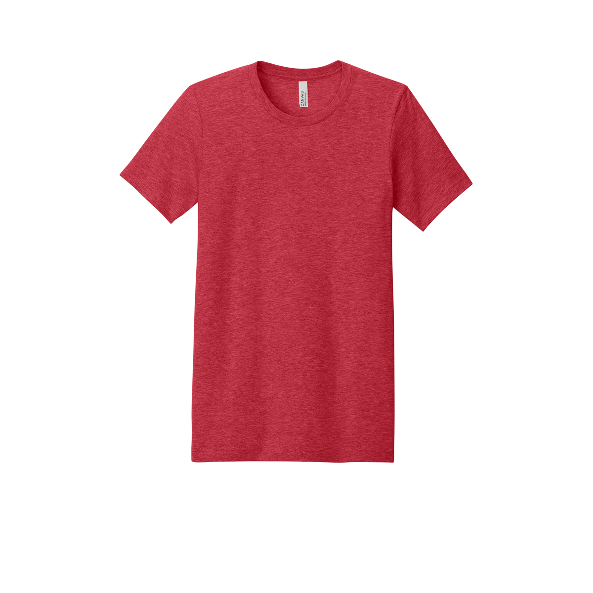 Custom adult Bella + Canvas heathered T-shirt in Heather Red, front view
