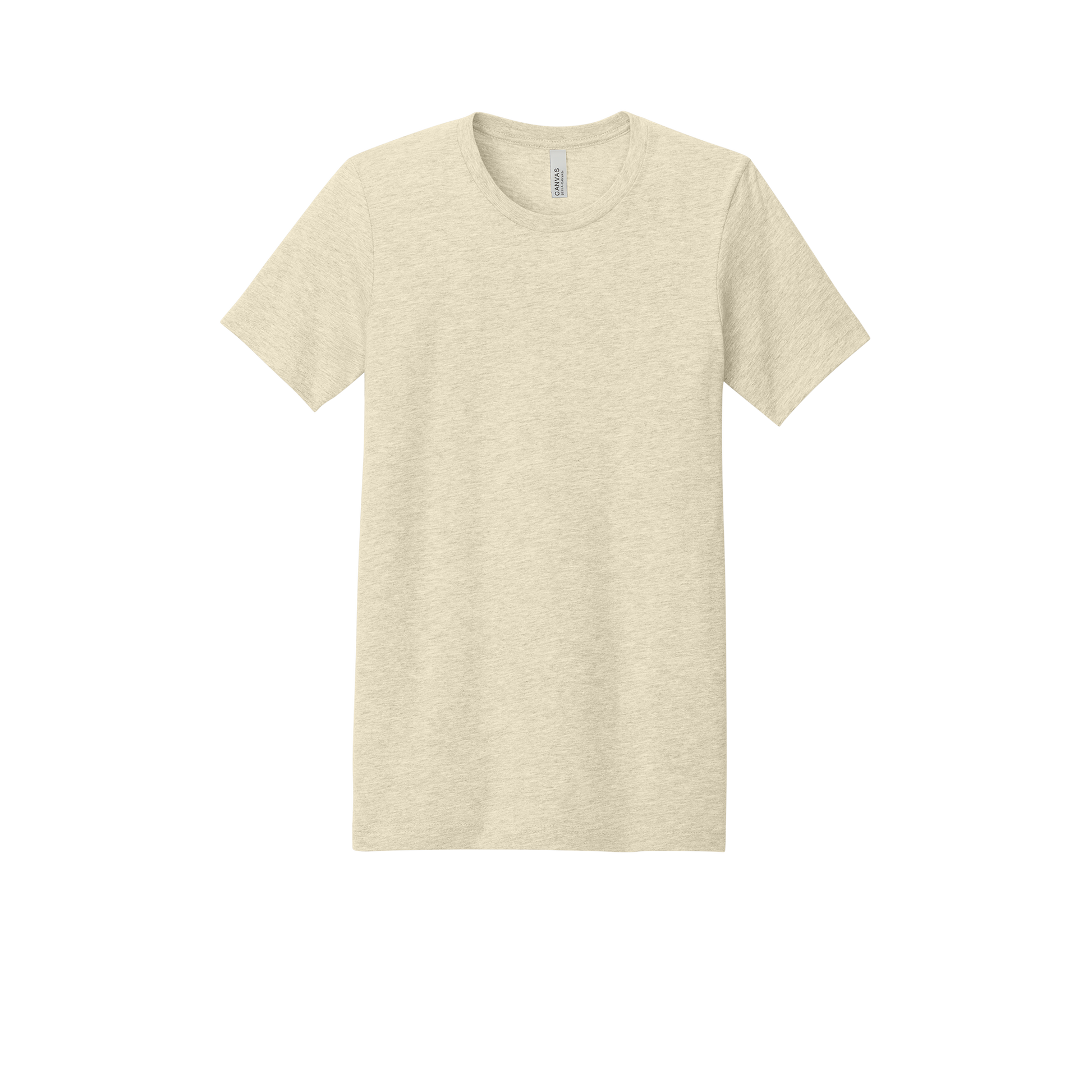 Custom adult Bella + Canvas heathered T-shirt in Heather Soft Cream, front view