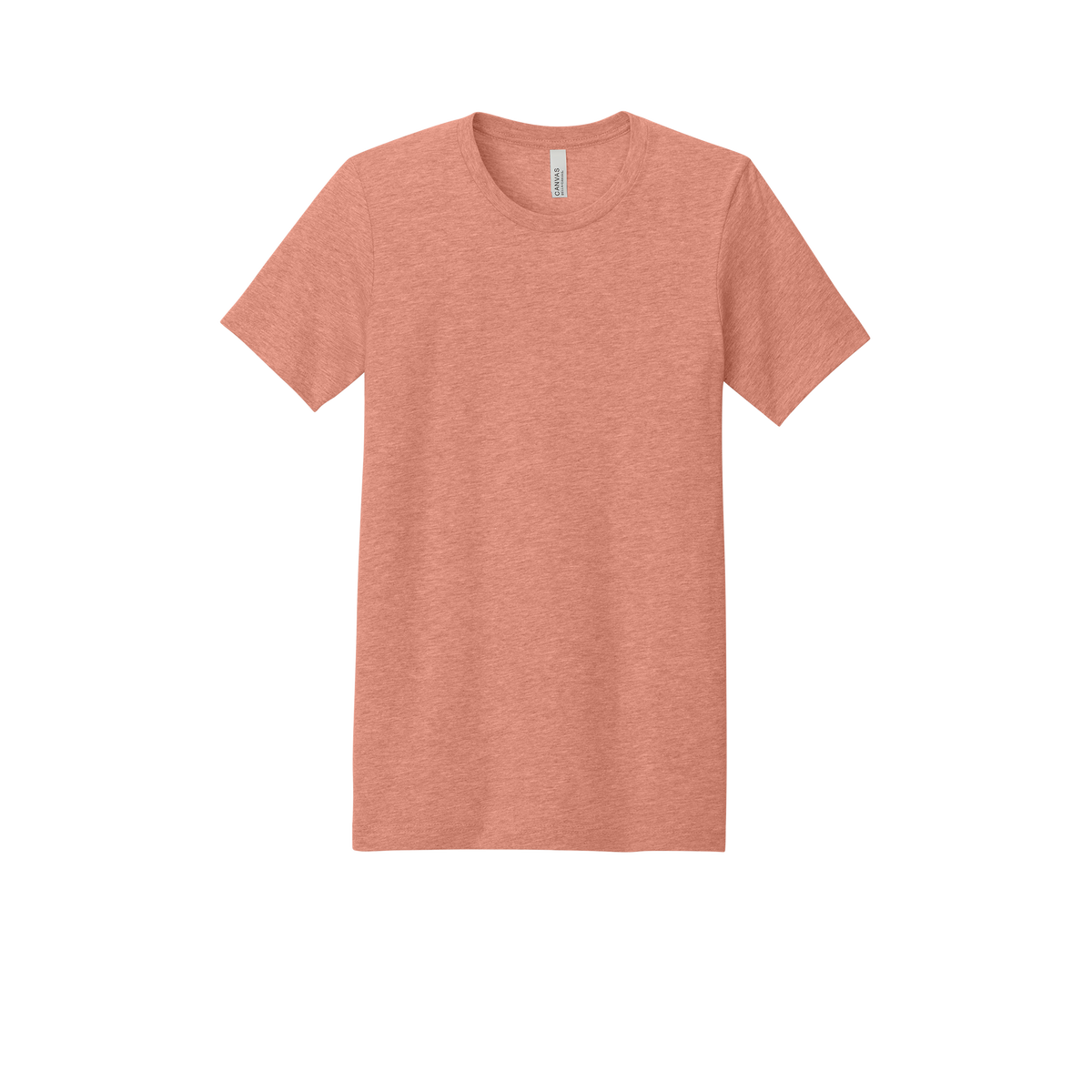 Custom adult Bella + Canvas heathered T-shirt in Heather Sunset, front view