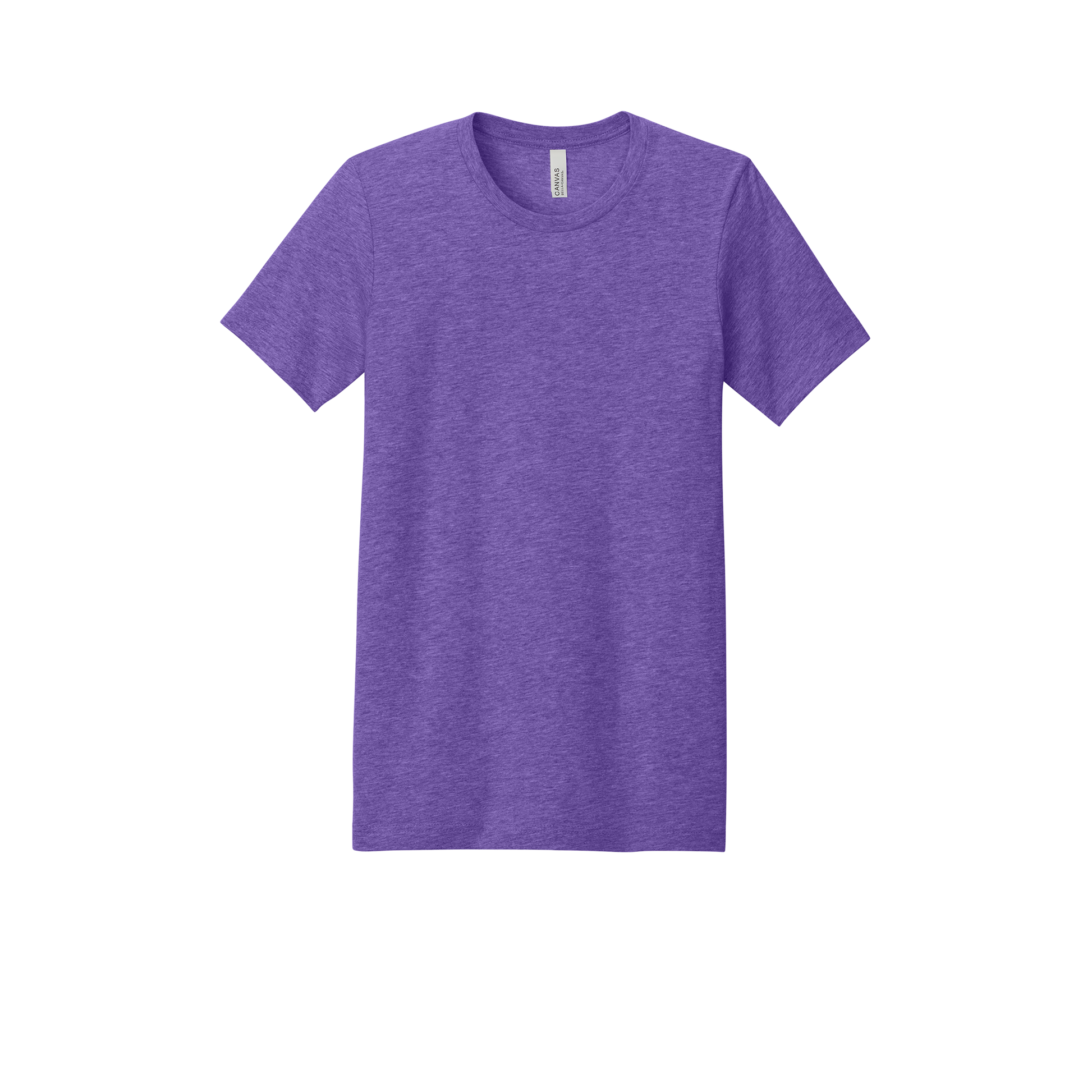 Custom adult Bella + Canvas heathered T-shirt in Heather Team Purple, front view